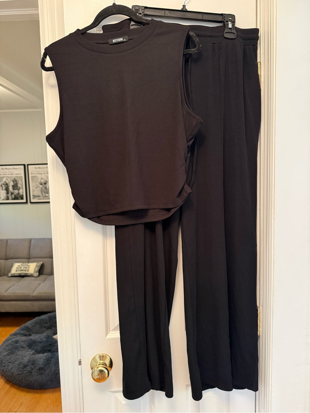 Sleek Black Wide-Leg Pants & Sleeveless Top Set